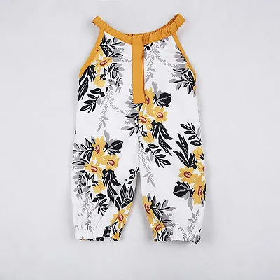 2017 Fashion Baby Girls Clothes Baby Girls Floral Sleeveless Summer Jumpsuit Romper Clothes Outfits Set