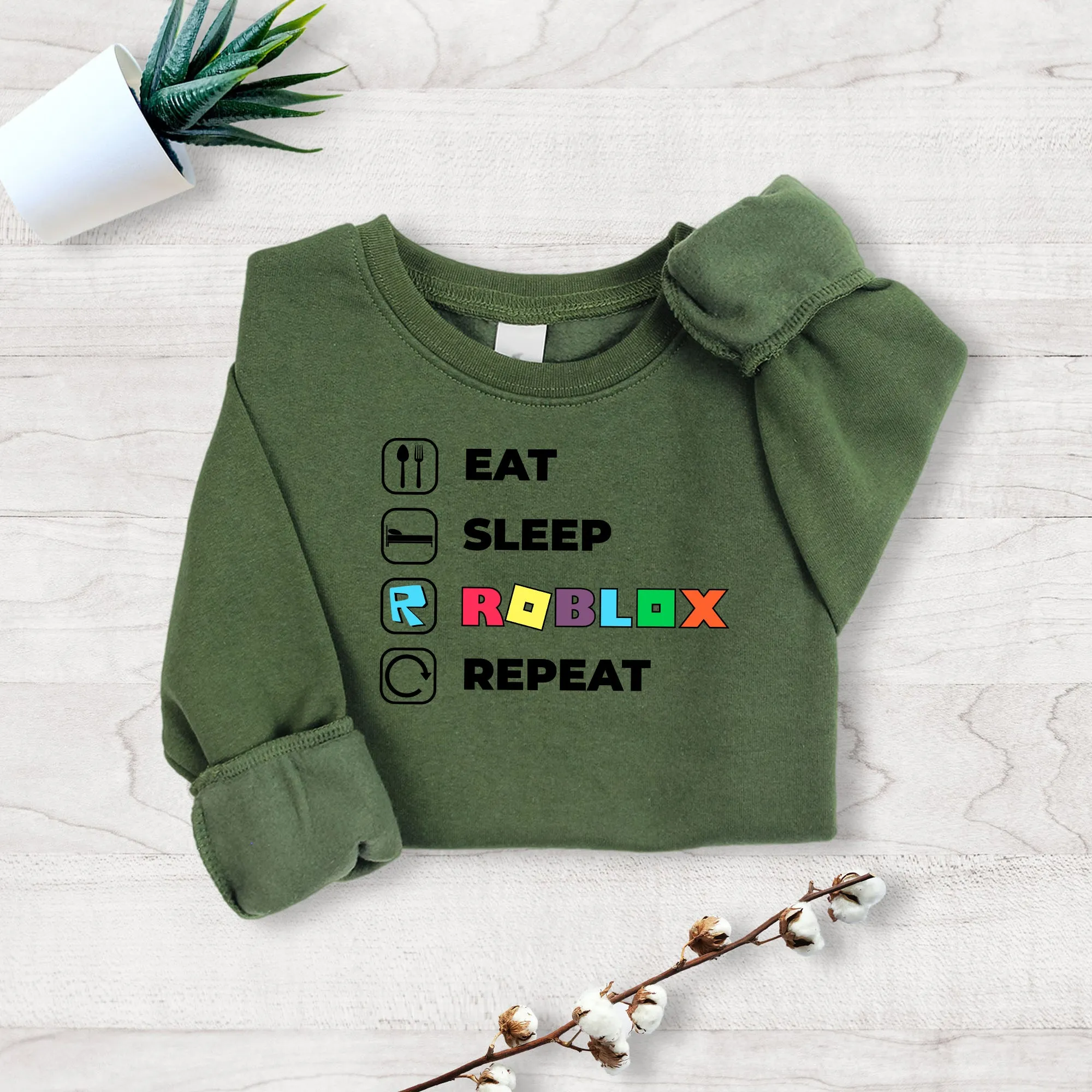 Eat Sleep Roblox Repeat Youth Sweatshirt