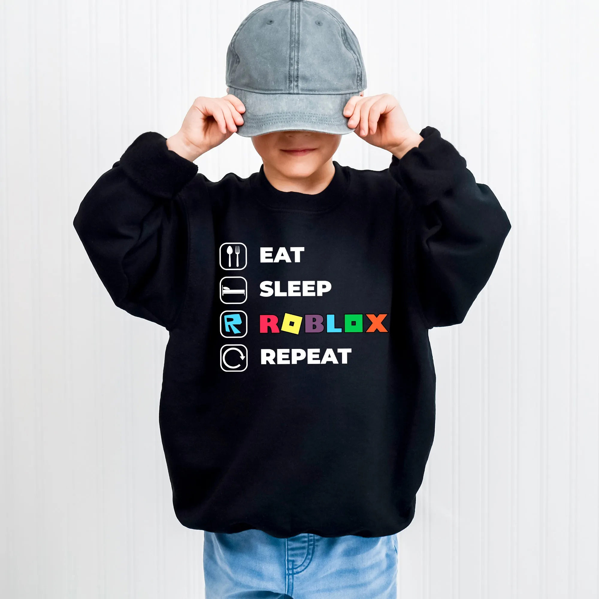 Eat Sleep Roblox Repeat Youth Sweatshirt