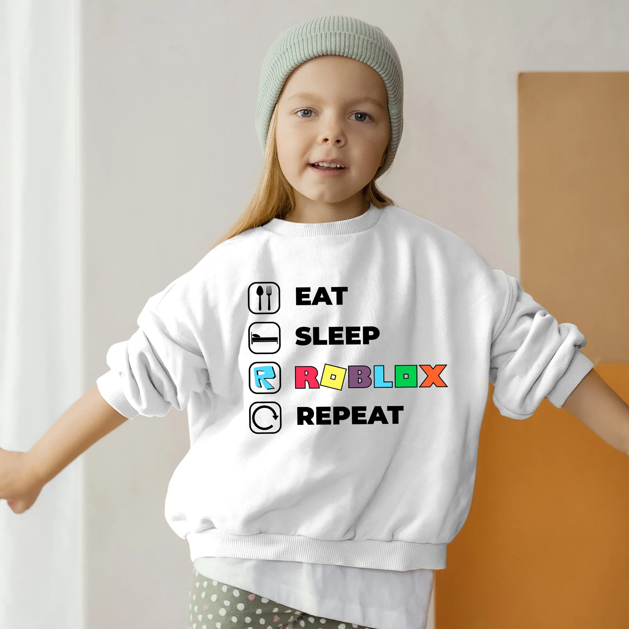 Eat Sleep Roblox Repeat Youth Sweatshirt