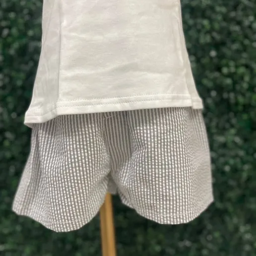 Gray Seersucker Shorts