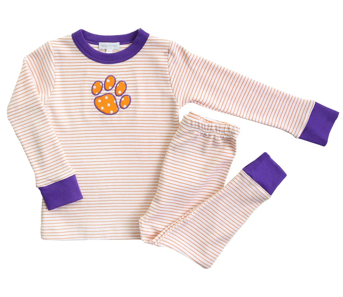 Magnolia Baby Little Boys / Girls Orange Tigers Paw Long Pajamas