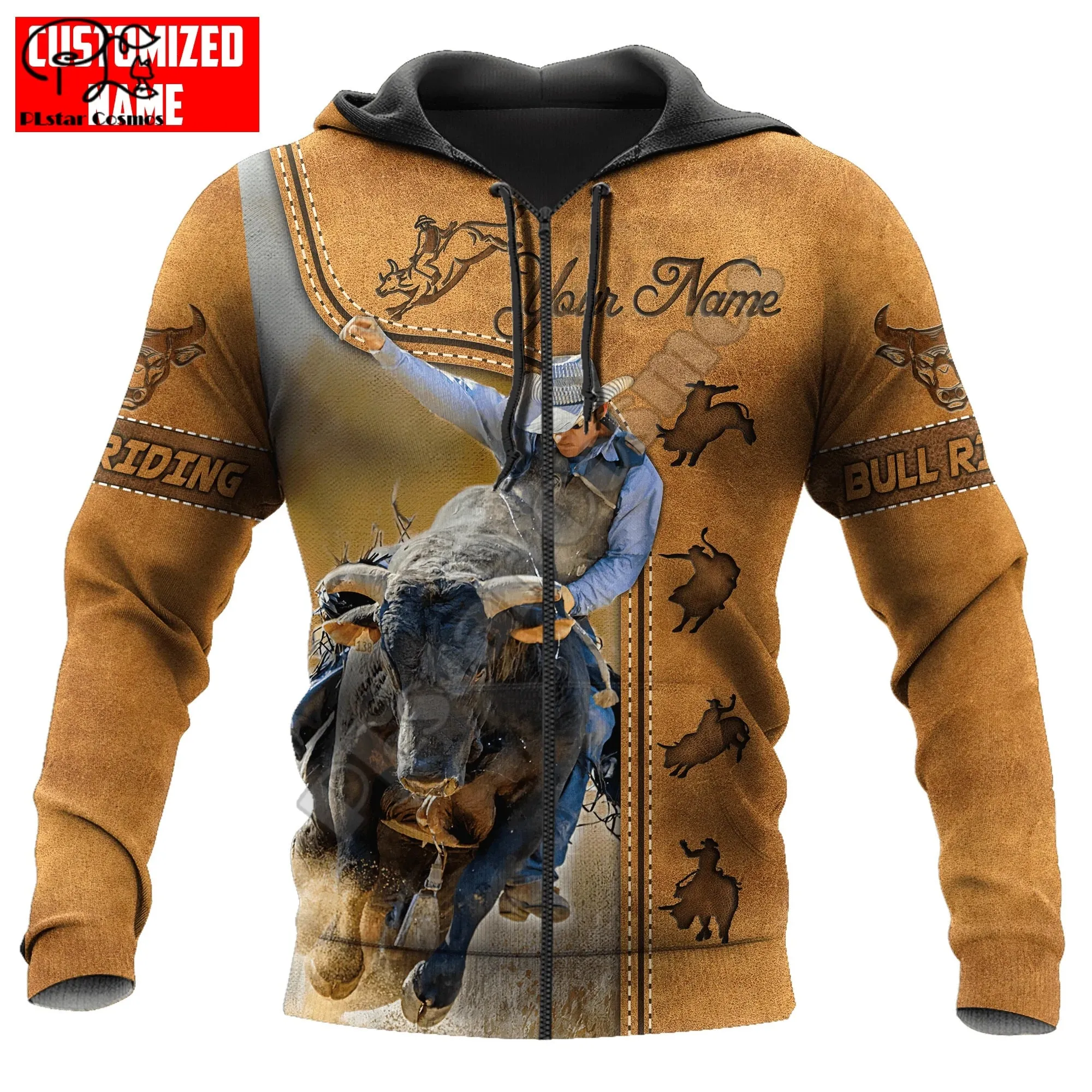 Rodeo Bull Riding Cowboy Tattoo Men 3DPrint Hoodies