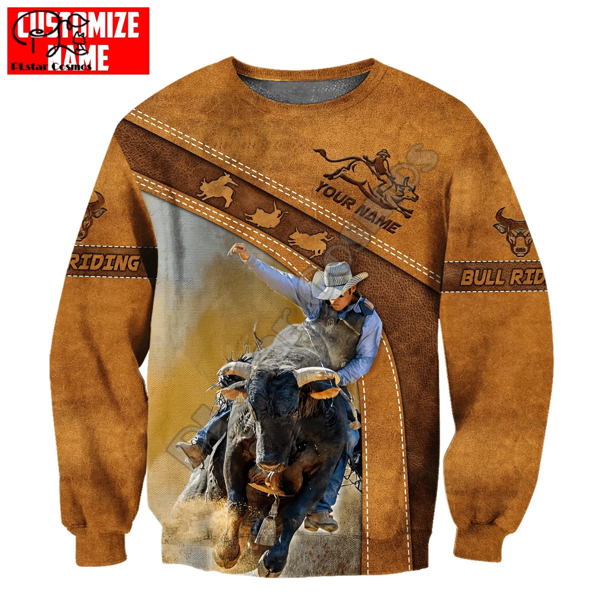 Rodeo Bull Riding Cowboy Tattoo Men 3DPrint Hoodies