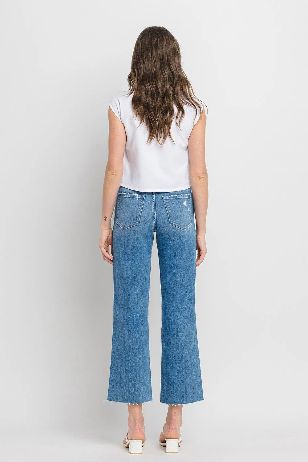 Vervet High Rise Raw Hem Slim Wide Jean