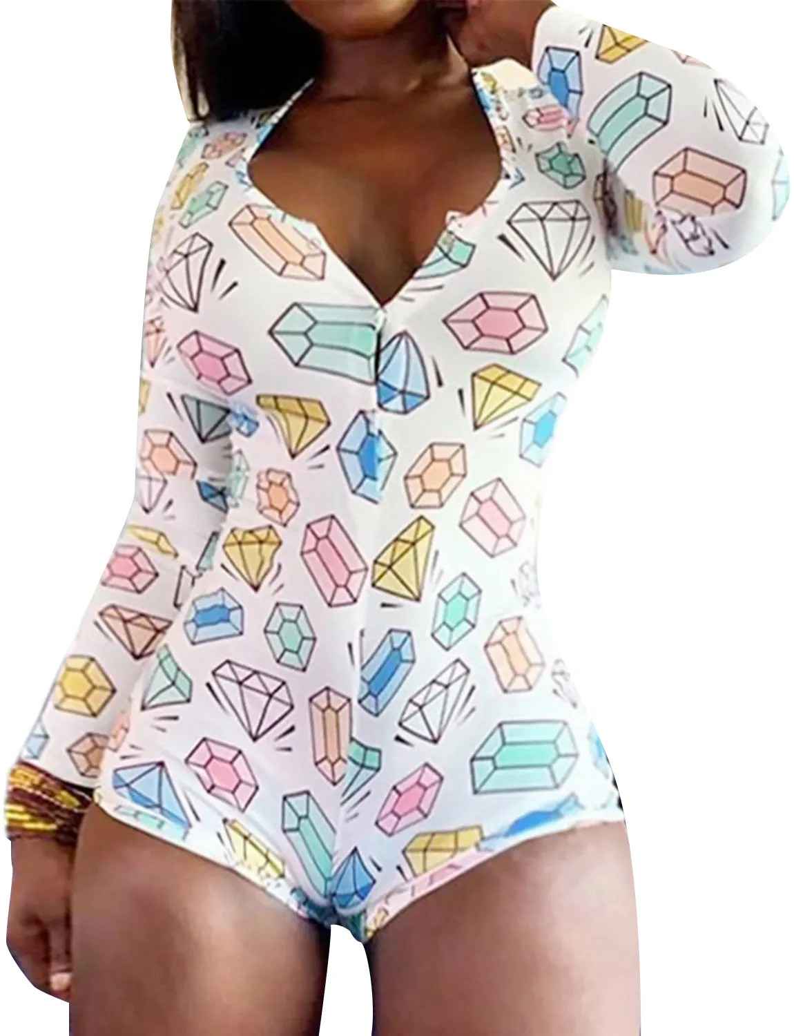 Women's Longsleeve Shorts Onesie Pajamas