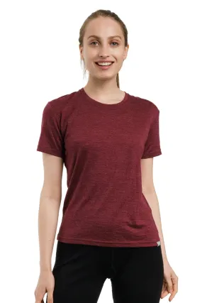 Women's Merino T-shirt 165 Burgundy Wine | Crewneck