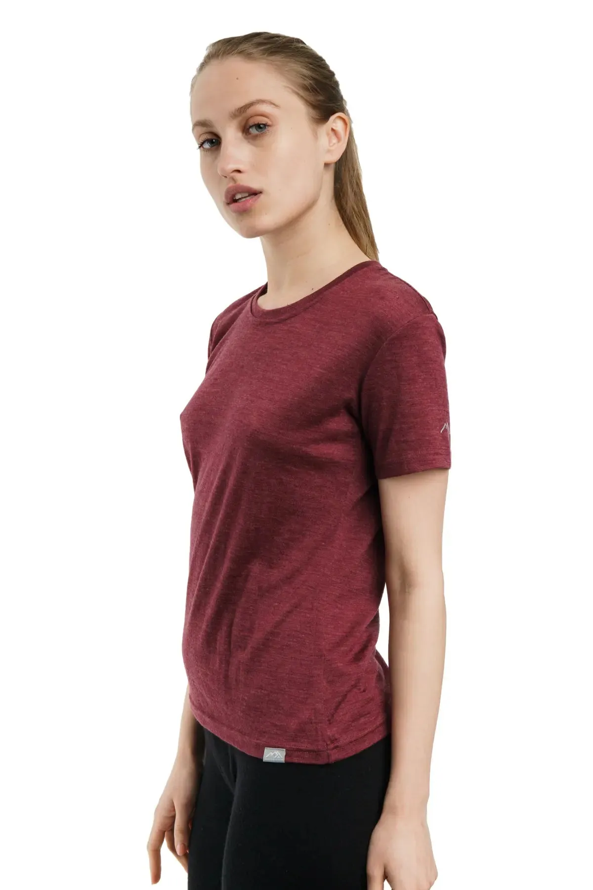 Women's Merino T-shirt 165 Burgundy Wine | Crewneck